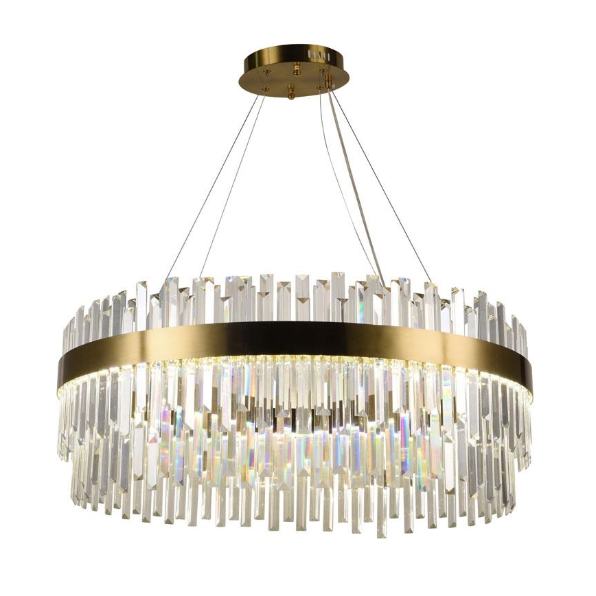 LED Stmívatelný křišťálový lustr na lanku LED/110W/230V 3000-6500K zlatá + dálkové ovládání