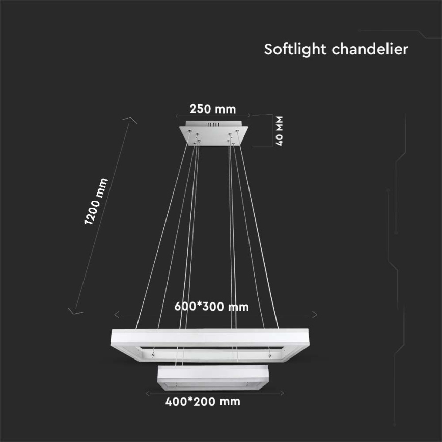 LED Stmívatelný lustr na lanku LED/113W/230V 3000K bílá