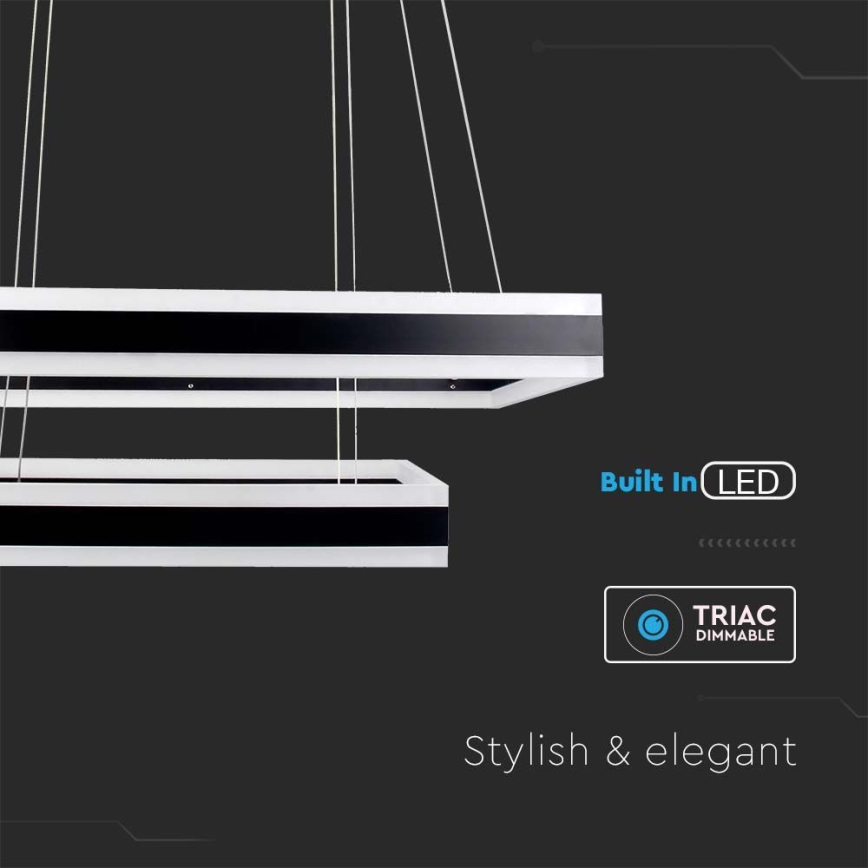LED Stmívatelný lustr na lanku LED/113W/230V 3000K černá