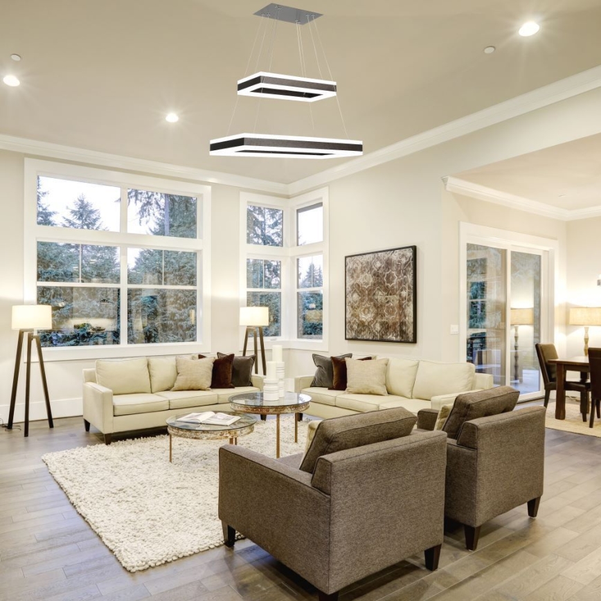 LED Stmívatelný lustr na lanku LED/113W/230V 3000K hnědá