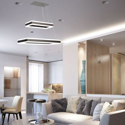 LED Stmívatelný lustr na lanku LED/113W/230V 3000K hnědá