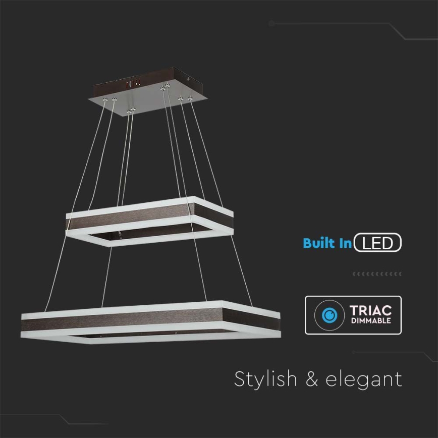 LED Stmívatelný lustr na lanku LED/113W/230V 3000K hnědá