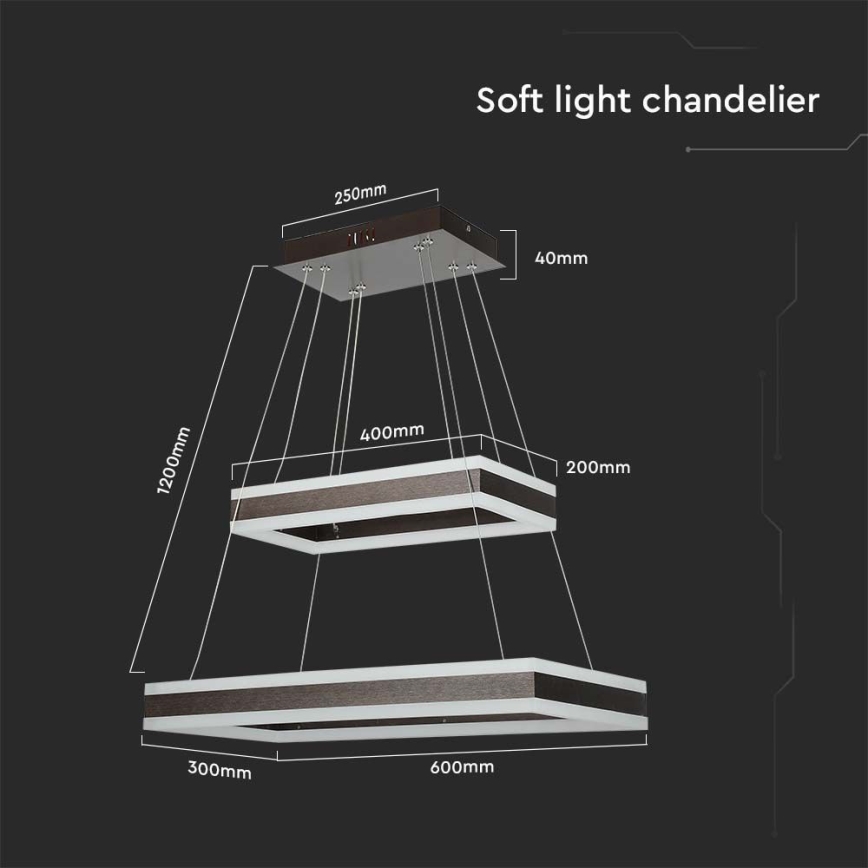 LED Stmívatelný lustr na lanku LED/113W/230V 3000K hnědá