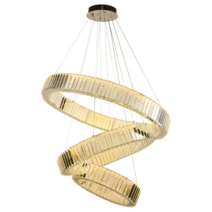 LED Stmívatelný křišťálový lustr na lanku LED/115W/230V 3000-6500K lesklý chrom + dálkové ovládání