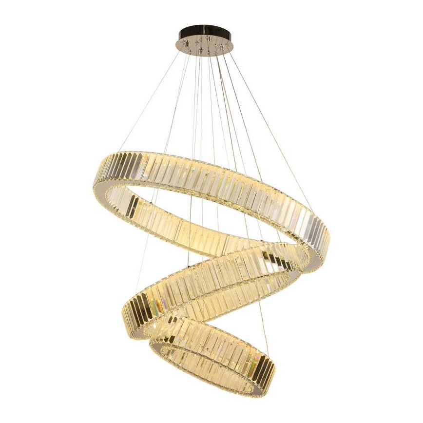 LED Stmívatelný křišťálový lustr na lanku LED/115W/230V 3000-6500K lesklý chrom + dálkové ovládání