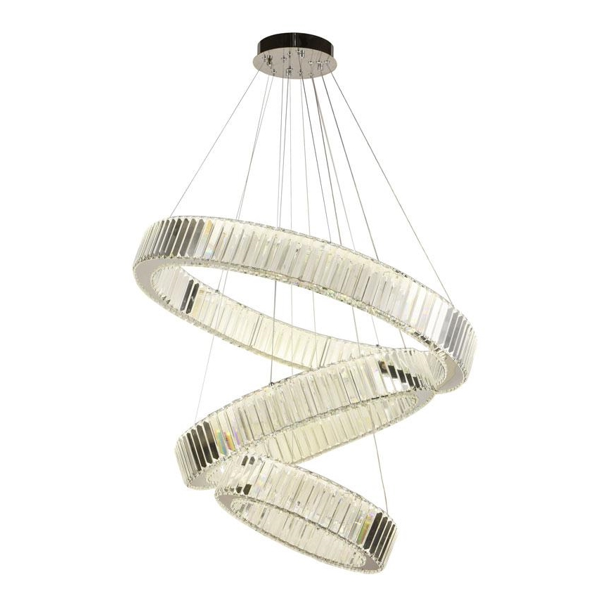 LED Stmívatelný křišťálový lustr na lanku LED/115W/230V 3000-6500K lesklý chrom + dálkové ovládání