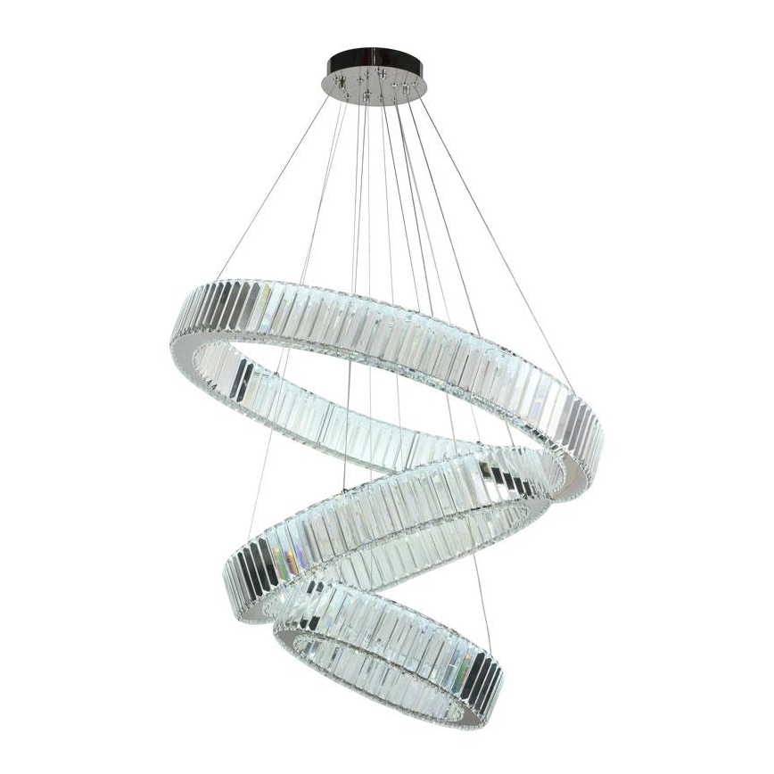 LED Stmívatelný křišťálový lustr na lanku LED/115W/230V 3000-6500K lesklý chrom + dálkové ovládání