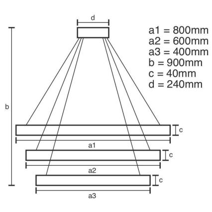 LED Stmívatelný lustr na lanku LED/125W/230V 3000-6500K + dálkové ovládání