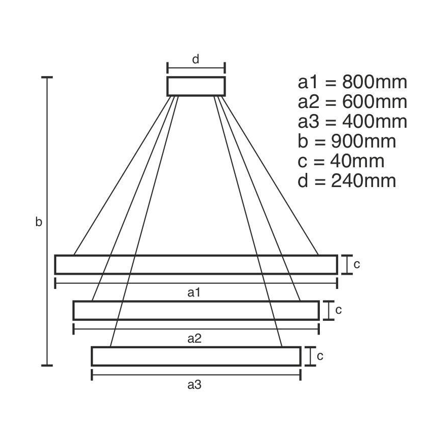 LED Stmívatelný lustr na lanku LED/125W/230V 3000-6500K + dálkové ovládání