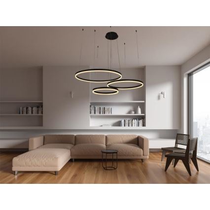 LED Stmívatelný lustr na lanku LED/125W/230V 3000-6500K pr. 80 cm + dálkové ovládání