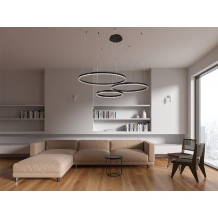 LED Stmívatelný lustr na lanku LED/125W/230V 3000-6500K pr. 80 cm + dálkové ovládání