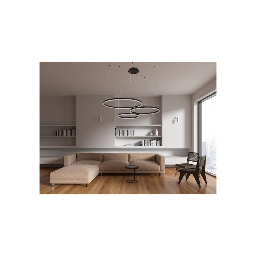 LED Stmívatelný lustr na lanku LED/125W/230V 3000-6500K pr. 80 cm + dálkové ovládání