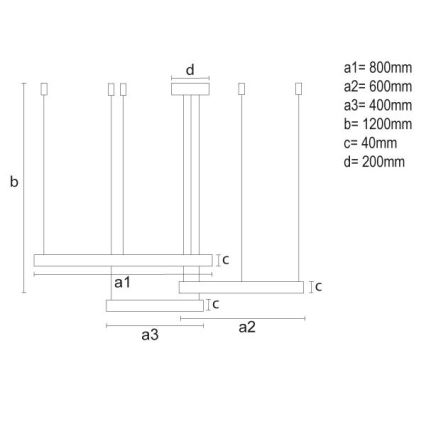 LED Stmívatelný lustr na lanku LED/125W/230V 3000-6500K pr. 80 cm + dálkové ovládání