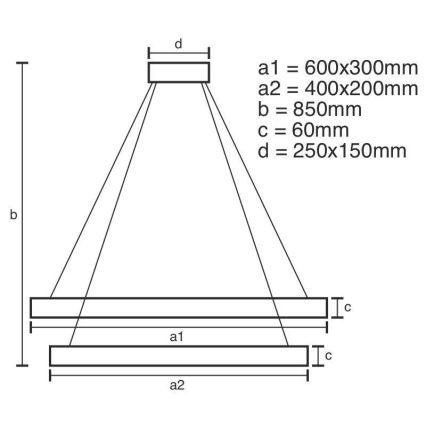 LED Stmívatelný lustr na lanku LED/130W/230V 3000-6500K + dálkové ovládání