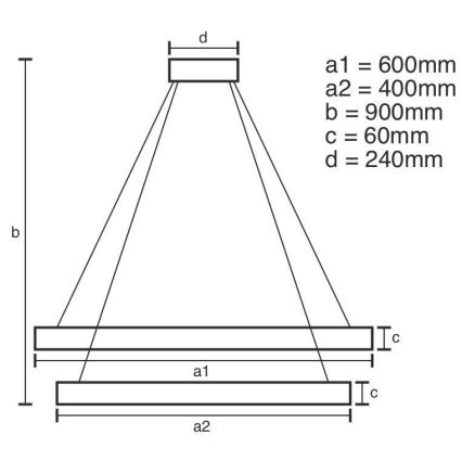 LED Stmívatelný lustr na lanku LED/135W/230V 3000-6500K + dálkové ovládání