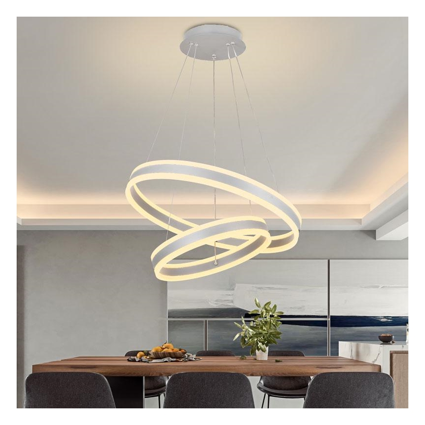 LED Stmívatelný lustr na lanku LED/135W/230V 3000-6500K pr. 60 cm + dálkové ovládání