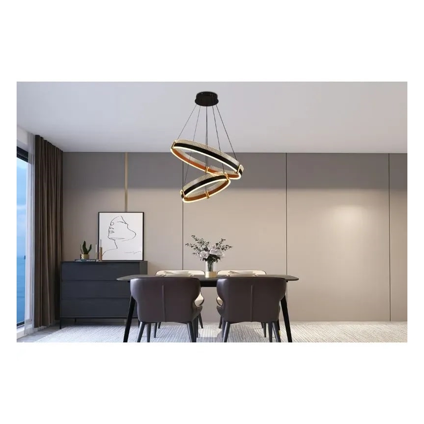 LED Stmívatelný lustr na lanku LED/140W/230V 3000-6500K + dálkové ovládání