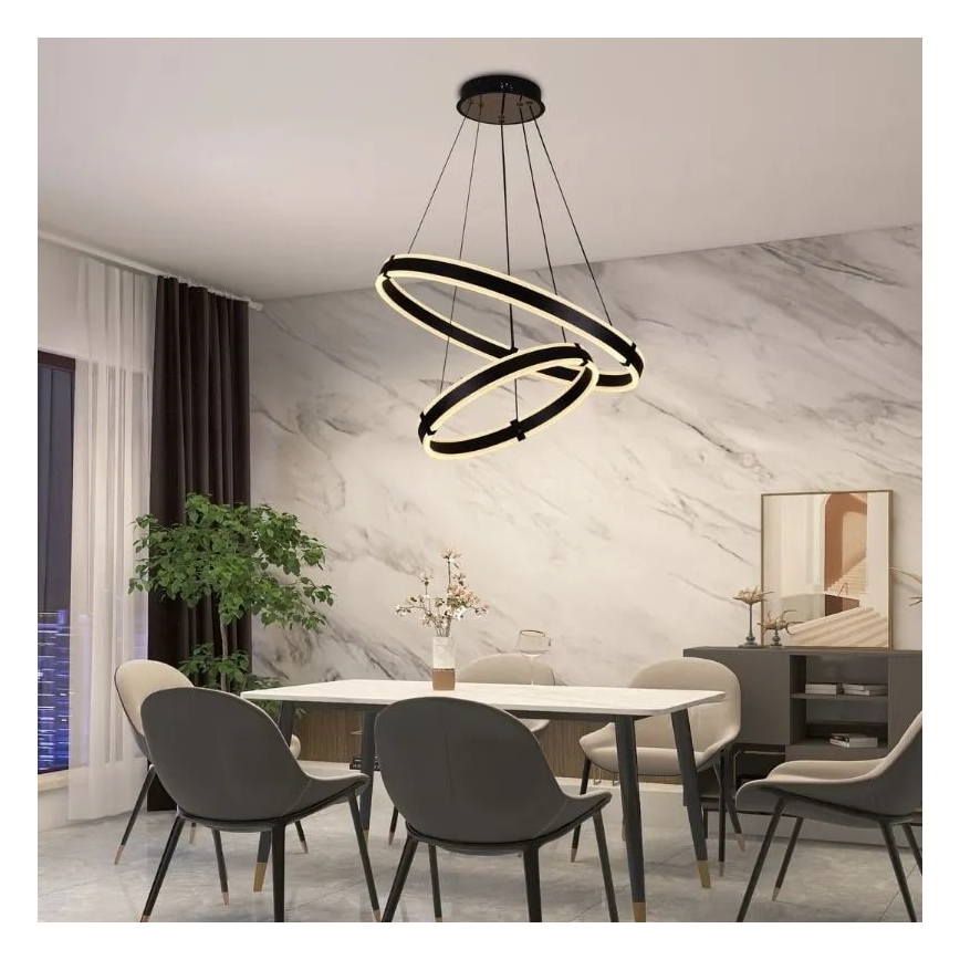 LED Stmívatelný lustr na lanku LED/140W/230V 3000-6500K + dálkové ovládání