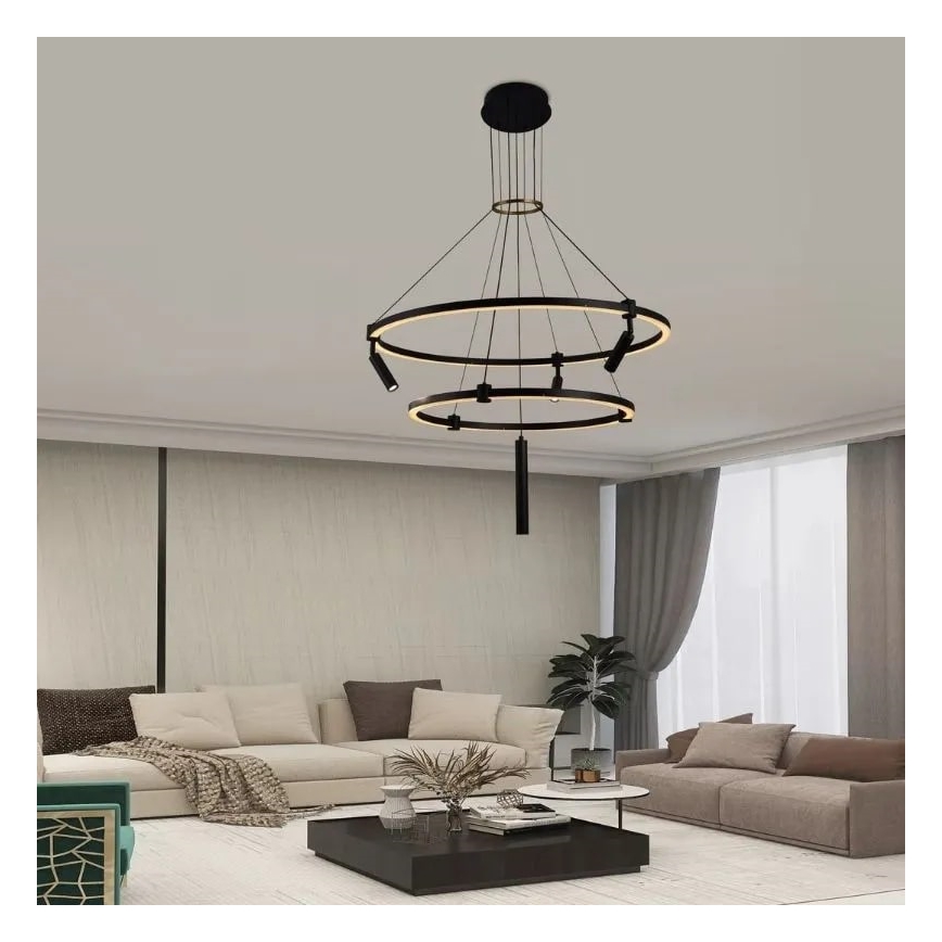 LED Stmívatelný lustr na lanku LED/140W/230V 3000-6500K + dálkové ovládání