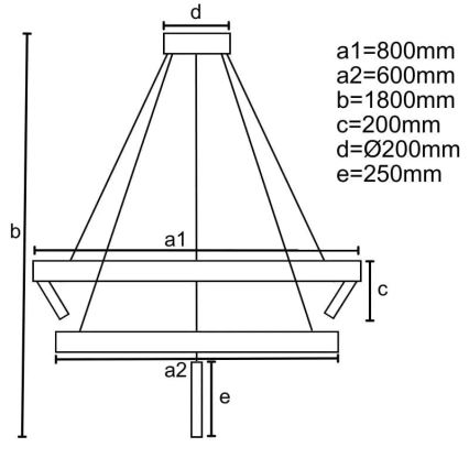 LED Stmívatelný lustr na lanku LED/140W/230V 3000-6500K + dálkové ovládání