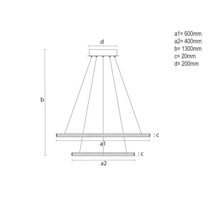 LED Stmívatelný lustr na lanku LED/150W/230V 3000-6500K + dálkové ovládání