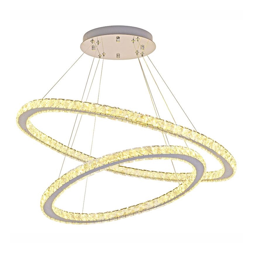 LED Stmívatelný křišťálový lustr na lanku LED/160W/230V 3000-6500K stříbrná + dálkové ovládání