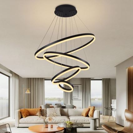 LED Stmívatelný lustr na lanku LED/165W/230V 3000-6500K pr. 80 cm + dálkové ovládání
