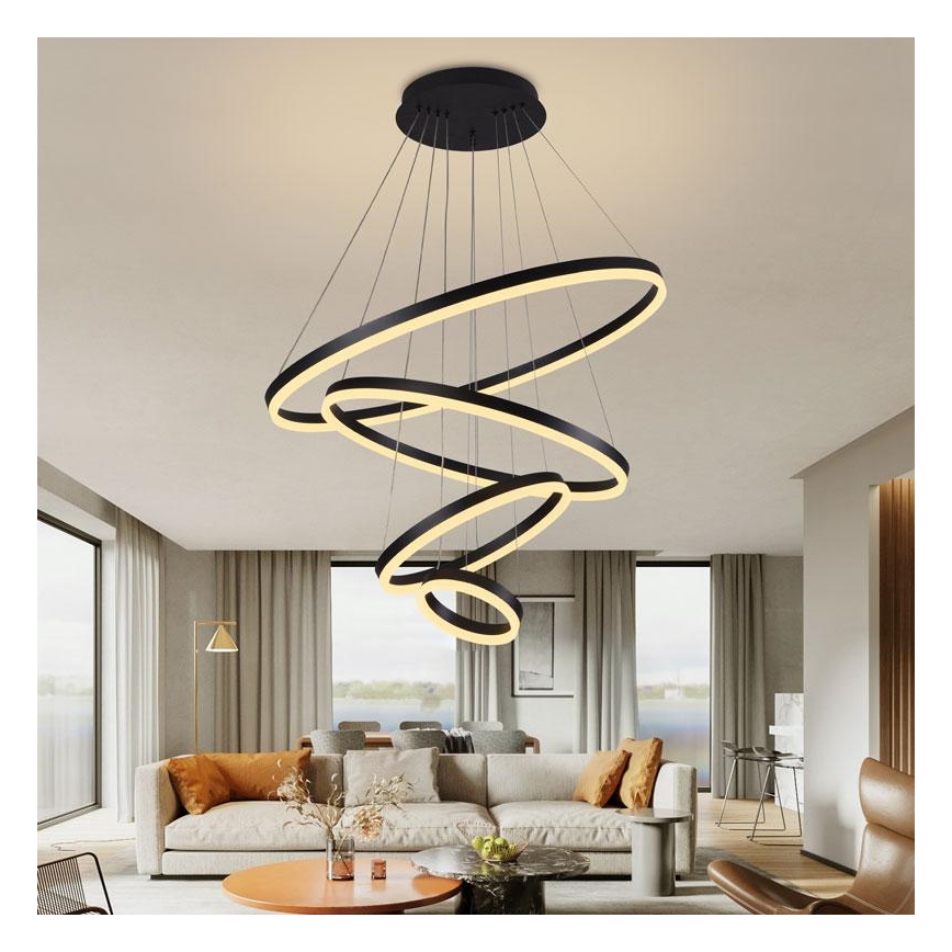 LED Stmívatelný lustr na lanku LED/165W/230V 3000-6500K pr. 80 cm + dálkové ovládání