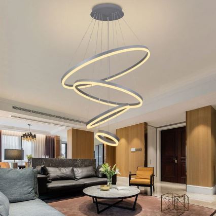 LED Stmívatelný lustr na lanku LED/165W/230V 3000-6500K pr. 80 cm + dálkové ovládání