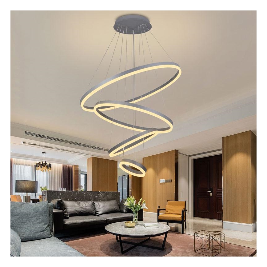 LED Stmívatelný lustr na lanku LED/165W/230V 3000-6500K pr. 80 cm + dálkové ovládání