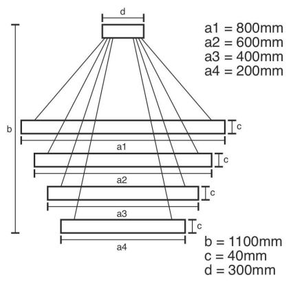 LED Stmívatelný lustr na lanku LED/165W/230V 3000-6500K + dálkové ovládání