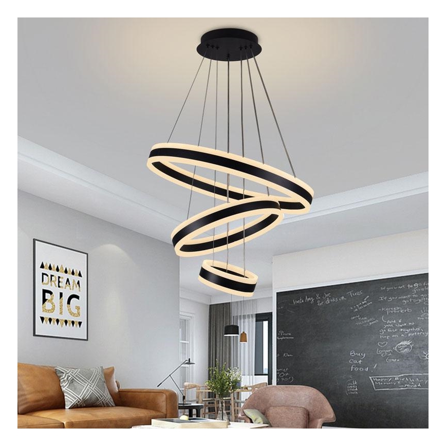 LED Stmívatelný lustr na lanku LED/165W/230V 3000-6500K + dálkové ovládání