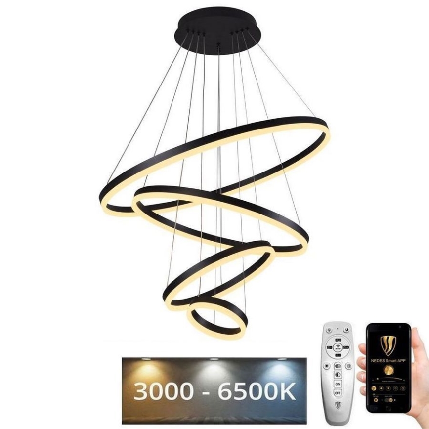 LED Stmívatelný lustr na lanku LED/165W/230V 3000-6500K pr. 80 cm + dálkové ovládání