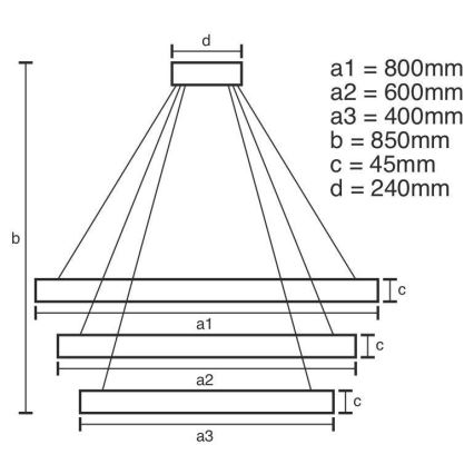 LED Stmívatelný lustr na lanku LED/220W/230V 3000-6500K + dálkové ovládání