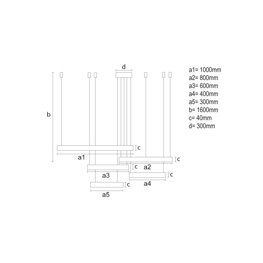 LED Stmívatelný lustr na lanku LED/220W/230V 3000-6500K pr. 100 cm + dálkové ovládání