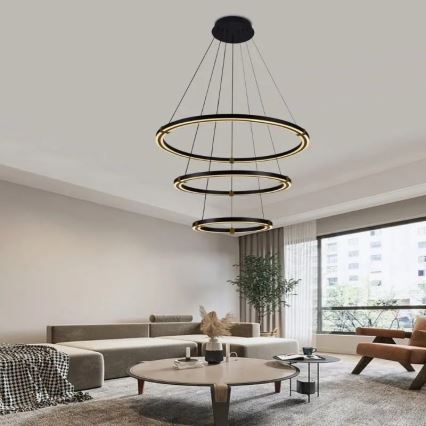 LED Stmívatelný lustr na lanku LED/235W/230V 3000-6500K pr. 80 cm + dálkové ovládání