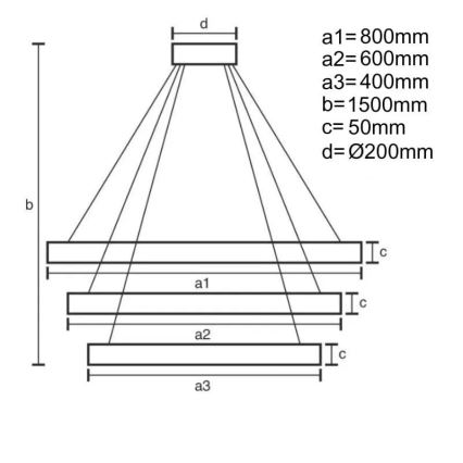 LED Stmívatelný lustr na lanku LED/235W/230V 3000-6500K pr. 80 cm + dálkové ovládání