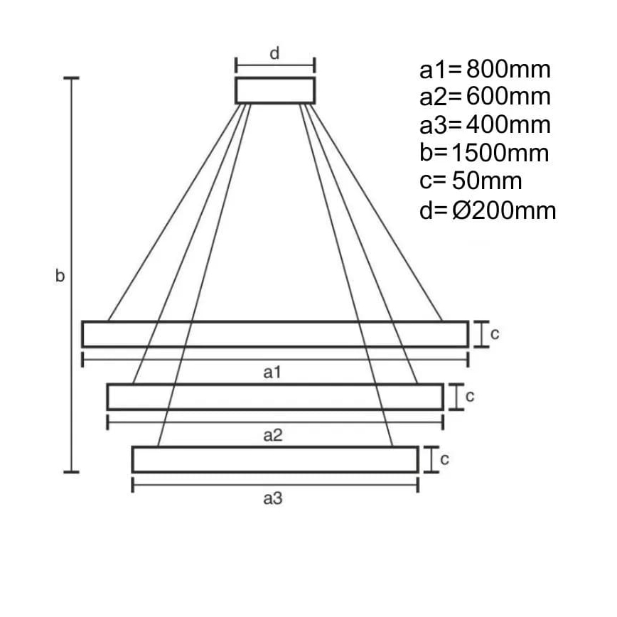 LED Stmívatelný lustr na lanku LED/235W/230V 3000-6500K pr. 80 cm + dálkové ovládání