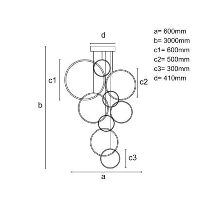 LED Stmívatelný lustr na lanku LED/290W/230V 3000-6500K pr. 60 cm + dálkové ovládání