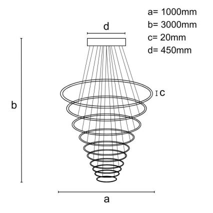 LED Stmívatelný lustr na lanku LED/365W/230V 3000-6500K pr. 100 cm + dálkové ovládání