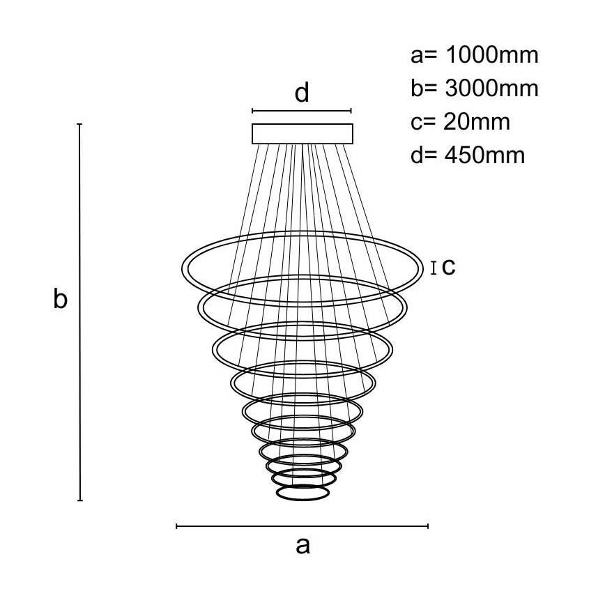 LED Stmívatelný lustr na lanku LED/365W/230V 3000-6500K pr. 100 cm + dálkové ovládání
