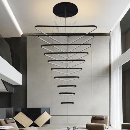 LED Stmívatelný lustr na lanku LED/385W/230V 3000-6500K pr. 100 cm + dálkové ovládání