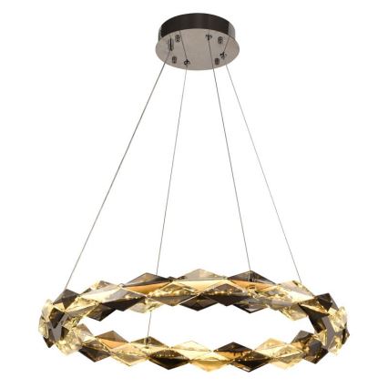 LED Stmívatelný křišťálový lustr na lanku LED/40W/230V 3000-6500K lesklý chrom + dálkové ovládání