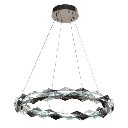 LED Stmívatelný křišťálový lustr na lanku LED/40W/230V 3000-6500K lesklý chrom + dálkové ovládání