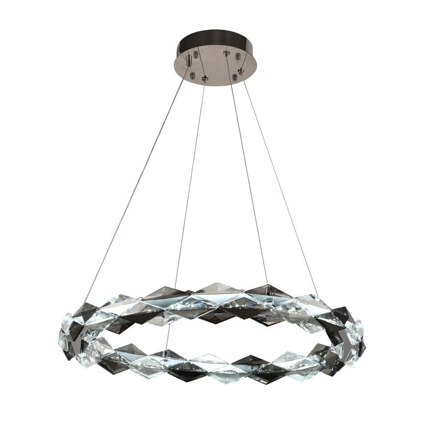 LED Stmívatelný křišťálový lustr na lanku LED/40W/230V 3000-6500K lesklý chrom + dálkové ovládání