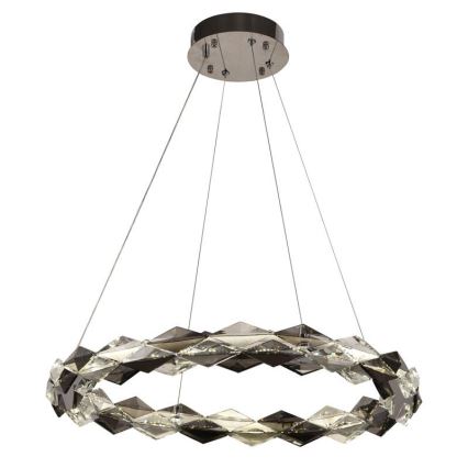 LED Stmívatelný křišťálový lustr na lanku LED/40W/230V 3000-6500K lesklý chrom + dálkové ovládání