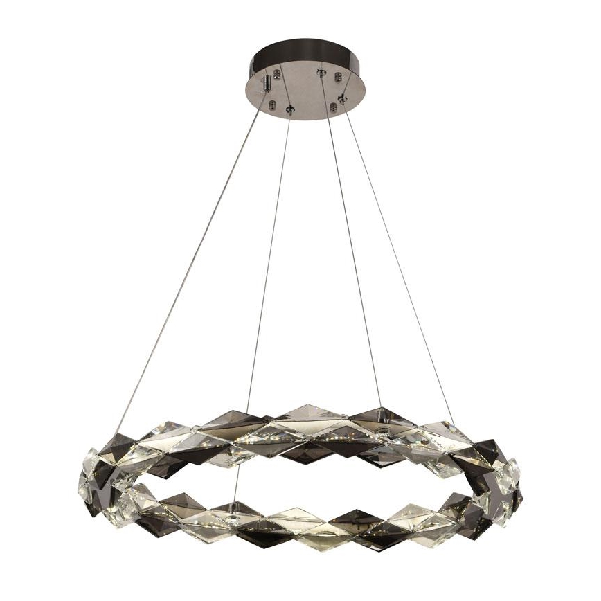 LED Stmívatelný křišťálový lustr na lanku LED/40W/230V 3000-6500K lesklý chrom + dálkové ovládání