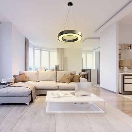LED Stmívatelný lustr na lanku LED/45W/230V 3000-6500K černá + dálkové ovládání