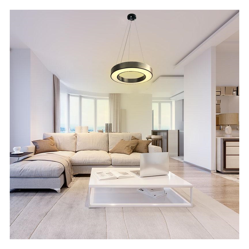 LED Stmívatelný lustr na lanku LED/45W/230V 3000-6500K černá + dálkové ovládání