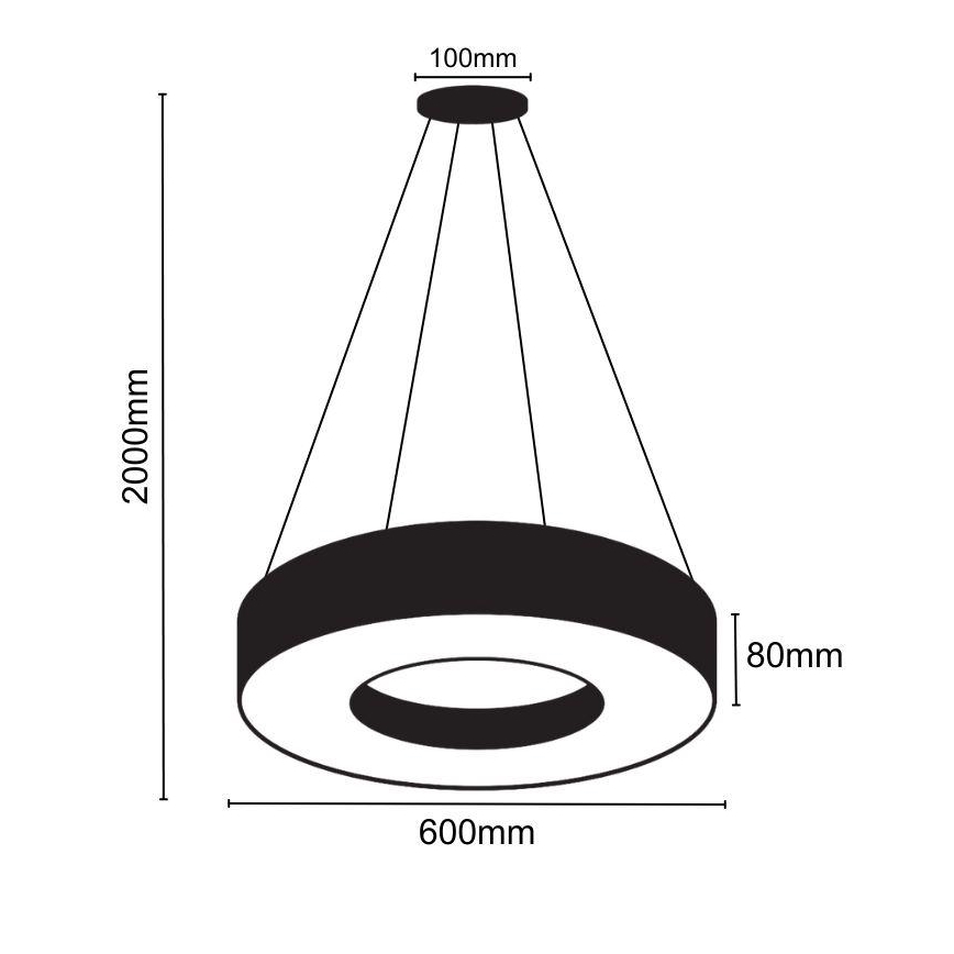 LED Stmívatelný lustr na lanku LED/45W/230V 3000-6500K černá + dálkové ovládání